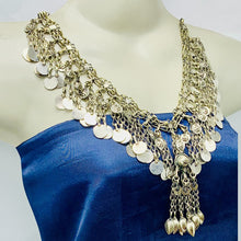 Load image into Gallery viewer, Silver Gypsy Kuchi Necklace With Vintage Coins