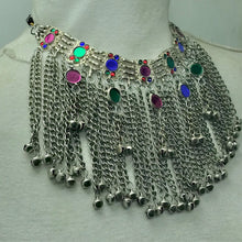 Load image into Gallery viewer, Silver Handmade Choker Necklace With Long Bells