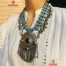 Load image into Gallery viewer, Silver Kuchi Big Nomadic Boho Necklace With Dangling Bells