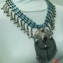 Load image into Gallery viewer, Silver Kuchi Big Nomadic Boho Necklace With Dangling Bells