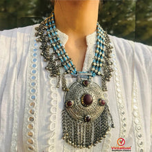 Load image into Gallery viewer, Silver Kuchi Big Nomadic Boho Necklace With Dangling Bells