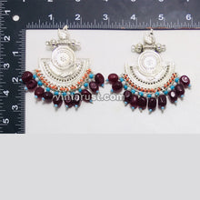 Load image into Gallery viewer, Silver Kuchi Earrings With Multicolor Beads and Stones