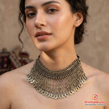 Load image into Gallery viewer, Silver Kuchi Vintage Choker Necklace With Tassels