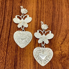 Load image into Gallery viewer, Handmade Silver Tone Heart Shaped Earrings