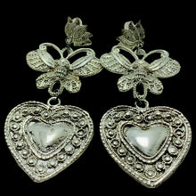 Load image into Gallery viewer, Handmade Silver Tone Heart Shaped Earrings