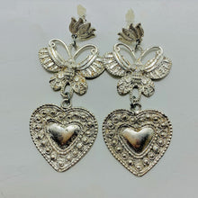 Load image into Gallery viewer, Handmade Silver Tone Heart Shaped Earrings