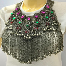Load image into Gallery viewer, Statement Choker Necklace Long Silver Dangling Bells,CDB-01