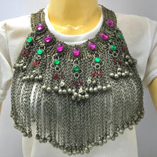Load image into Gallery viewer, Statement Choker Necklace Long Silver Dangling Bells,CDB-01