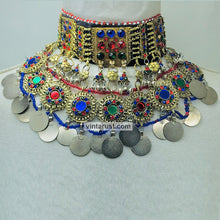 Load image into Gallery viewer, Statement Choker Necklace With Multicolor Glass Stones