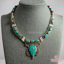 Load image into Gallery viewer, Statement Turquoise Nepalese Tribal Choker Necklace