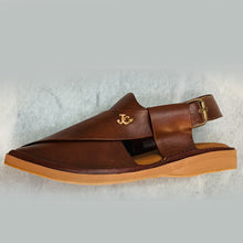 Load image into Gallery viewer, Traditional Brown Leather Peshawari Chappal