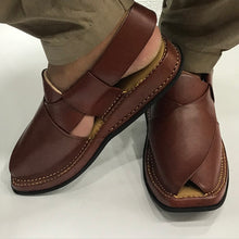 Load image into Gallery viewer, Traditional Men's Leather Peshawari Kaptaan Chappal