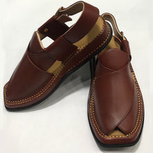 Load image into Gallery viewer, Traditional Men's Leather Peshawari Kaptaan Chappal