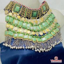 Load image into Gallery viewer, Traditional Multi‑Layered Green Stone Choker Necklace