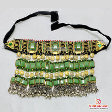 Load image into Gallery viewer, Traditional Multi‑Layered Green Stone Choker Necklace