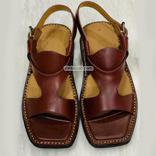 Load image into Gallery viewer, Traditional Panjedare Brown Peshawari Chappal