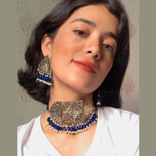 Load image into Gallery viewer, Tribal Amulet Blue Beads Choker with Earrings
