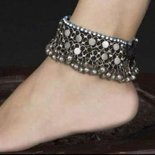 Load image into Gallery viewer, Tribal Anklet Pair With Silver Bells
