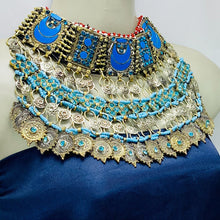 Load image into Gallery viewer, Handmade Tribal Turquoise Stone Choker Necklace