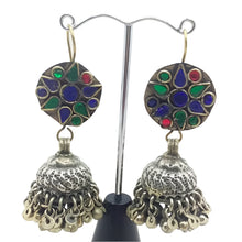Load image into Gallery viewer, Tribal Glass Stones Jhumka Earrings