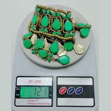 Load image into Gallery viewer, Tribal Green Stone Choker Necklace With Earrings