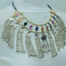 Load image into Gallery viewer, Tribal Gypsy Necklace With Coins and Glass Stones