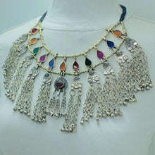 Load image into Gallery viewer, Tribal Gypsy Necklace With Coins and Glass Stones