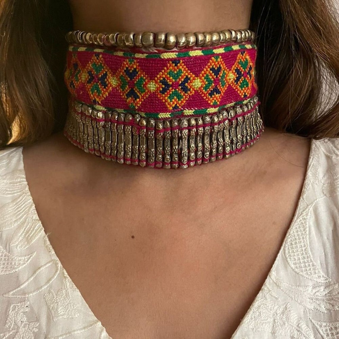 Tribal Hand Embroidered Classic Choker Necklace – Vintarust