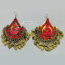 Load image into Gallery viewer, Tribal Handmade Oversized Red Earrings