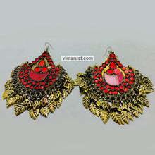 Load image into Gallery viewer, Tribal Handmade Oversized Red Earrings