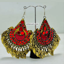 Load image into Gallery viewer, Tribal Handmade Oversized Red Earrings