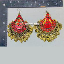 Load image into Gallery viewer, Tribal Handmade Oversized Red Earrings