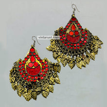 Load image into Gallery viewer, Tribal Handmade Oversized Red Earrings