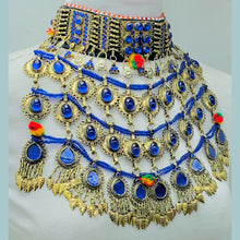 Load image into Gallery viewer, Tribal Kuchi Blue Stones Necklace