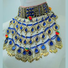 Load image into Gallery viewer, Tribal Kuchi Blue Stones Necklace