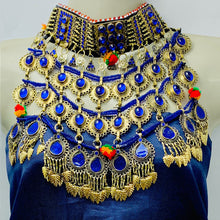 Load image into Gallery viewer, Tribal Kuchi Blue Stones Necklace