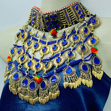 Load image into Gallery viewer, Tribal Kuchi Blue Stones Necklace