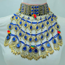 Load image into Gallery viewer, Tribal Kuchi Blue Stones Necklace