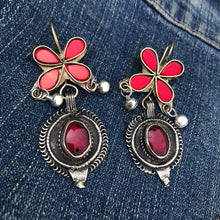 Load image into Gallery viewer, Tribal Kuchi Red Stone Earrings