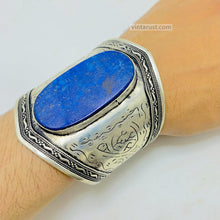 Load image into Gallery viewer, Tribal Lapis Lazuli Adjustable Bracelet