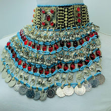 Load image into Gallery viewer, Tribal Layered Necklace With Red Glass Stones