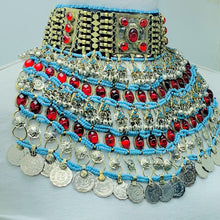 Load image into Gallery viewer, Tribal Layered Necklace With Red Glass Stones