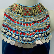 Load image into Gallery viewer, Tribal Layered Necklace With Red Glass Stones