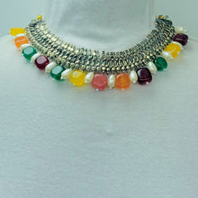 Load image into Gallery viewer, Tribal Multicolor Stones Necklace With Pearls