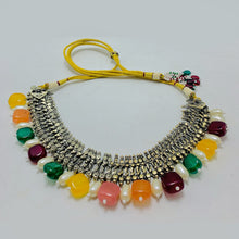 Load image into Gallery viewer, Tribal Multicolor Stones Necklace With Pearls