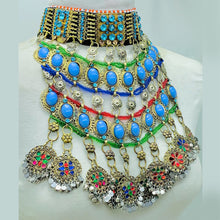 Load image into Gallery viewer, Tribal Oversized Necklace With Dangling Pendants