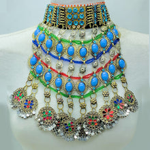 Load image into Gallery viewer, Tribal Oversized Necklace With Dangling Pendants
