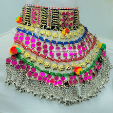 Load image into Gallery viewer, Tribal Oversized Pink Glass Stones Choker Necklace