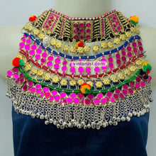 Load image into Gallery viewer, Tribal Oversized Pink Glass Stones Choker Necklace