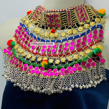 Load image into Gallery viewer, Tribal Oversized Pink Glass Stones Choker Necklace